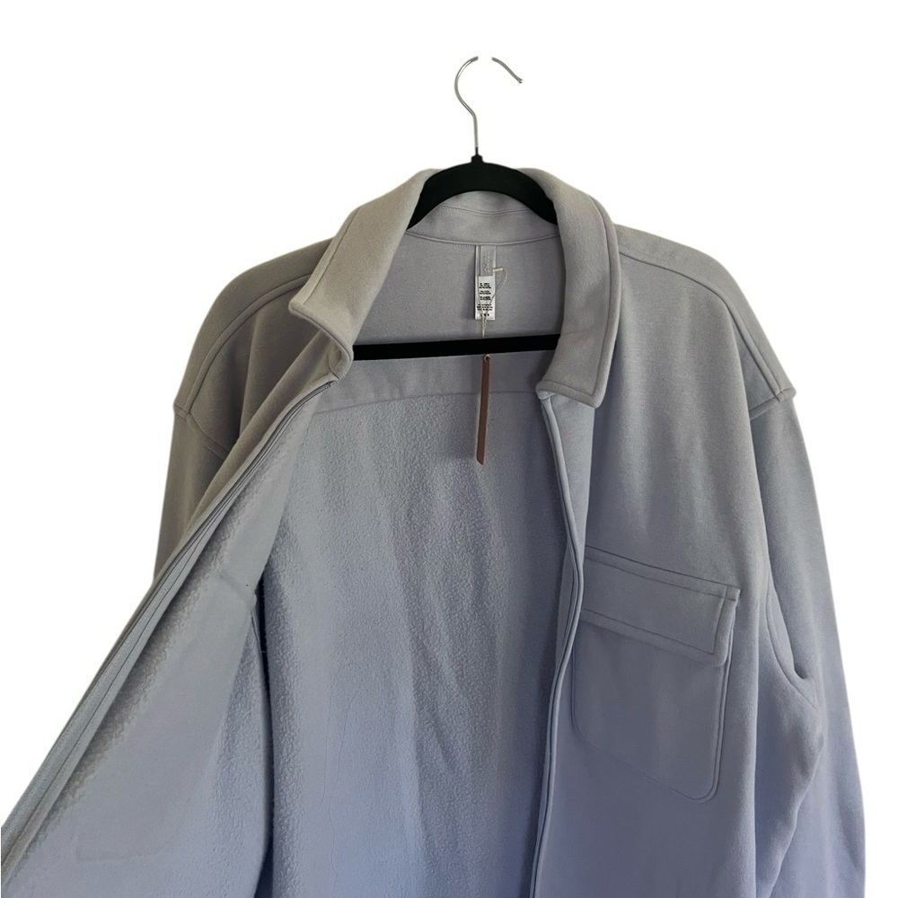 SKims Light Blue Cotton Fleece Zip Up Shirt Jacket in Periwinkle NWT Large - Picture 4 of 8